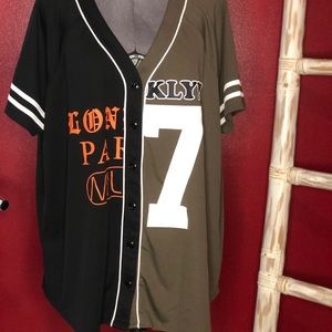 Half & Half V-neck Button Up